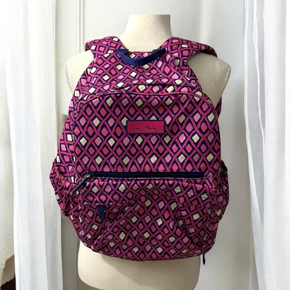 Vera Bradley Katalina Pink Diamond Large Campus Backpack Travel Bag